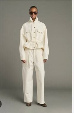SOEUR Sz 36 6 Kurt Jeans Carpenter Workwear Trousers Pants Cream Ecru NWT